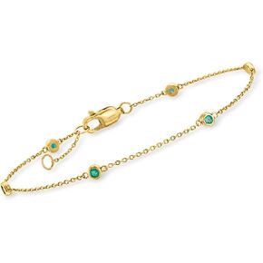 آر إس بيور من روس سيمونز 0.20 قيراط. t.w. سوار محطة الزمرد من الذهب الأصفر عيار 14 قيراط. 6.5 بوصة in Kuwait