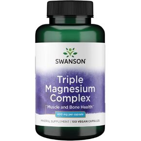 Swanson Triple Magnesium Complex - Mineral Supplement - Natural Support - Featuring Citrate, Oxide & Aspartate - (100 Capsules, 400mg Each) in Kuwait