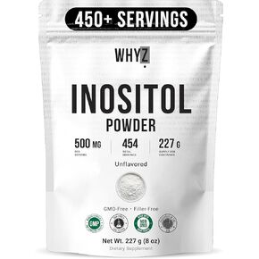 مسحوق WHYZ Myo-Inositol، 8oz، مكمل Myo-Inositol الطبيعي لدعم المبيض والخصوبة والتوازن الهرموني، مسحوق Inositol النقي، مكمل Myo-Inositol للطاقة وصحة الدماغ، 454 حصة in Kuwait