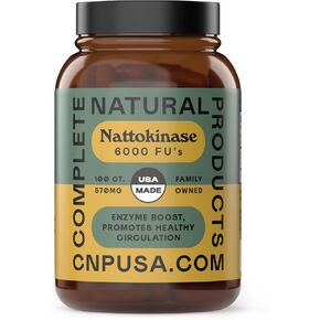 Complete Natural Products Nattokinase Capsules - 100 Count 570Mg 6000Fu'S, Support Healthy Circulation, Natto Enzymes, Gluten Free, Pure Soy Enzyme, Vegan, Non-GMO in Kuwait