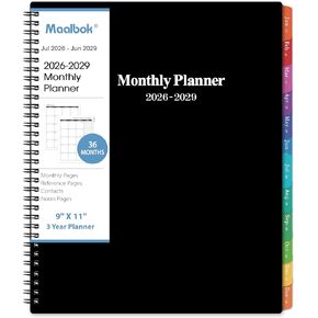 2025-2027 Monthly Planner/Calendar - 3 Year Monthly Planner 2025-2027, 9'' x 11'', January 2025 - December 2027, Calendar Planner with 36 Months Tabs, Double-side Pocket, Holidays, Notes Pages in Kuwait