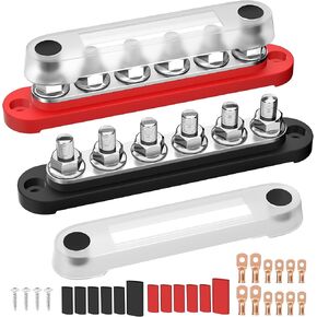 12V Bus Bar 250A Power Distribution Block, 12 Volt Busbars 6 x 5/16" (M8) Terminal Studs Positive & Negative for Car, Marine, Solar Systems in Kuwait