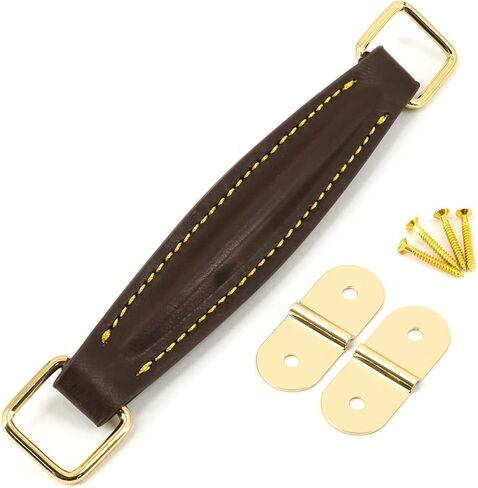 Guitar Amplifier Handle Vintage,PU Leather Internal Steel fixing Style Replacement Strap for Guitar Amplifiers Speaker (288, black2) in Kuwait