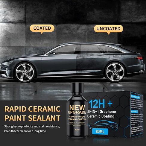 Advanced Graphene Ceramic Coating for Cars - Premium 80ml Auto Ceramic Coating Kit for Long-Lasting 10+ Year Protection, Waterproof, Scratch Resistant, Anti-Corrosion & Dustproof Protection in Kuwait