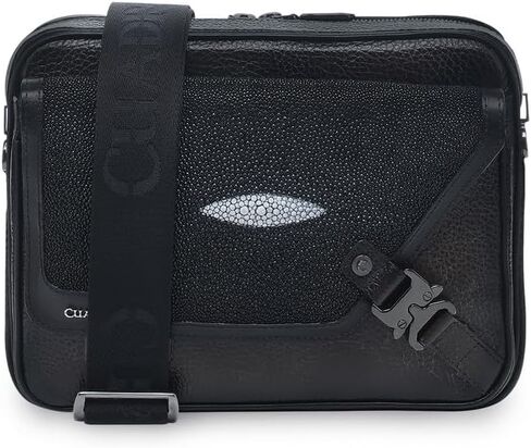 CUADRA | Stingray Leather Messenger Bag, Adjustable Strap BOC28MA Black in Kuwait