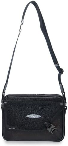 CUADRA | Stingray Leather Messenger Bag, Adjustable Strap BOC28MA Black in Kuwait