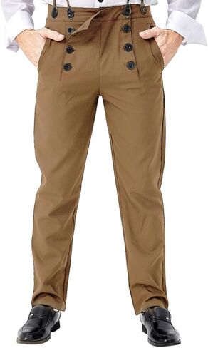 الرجال من القرون الوسطى البخارية سروال البالغين البالغين الفيكتوري كلاسيكية زي هالوين خمر زي (الولايات المتحدة ، ألفا ، xx-large ، العادية ، العادية ، الكاكي) in Kuwait