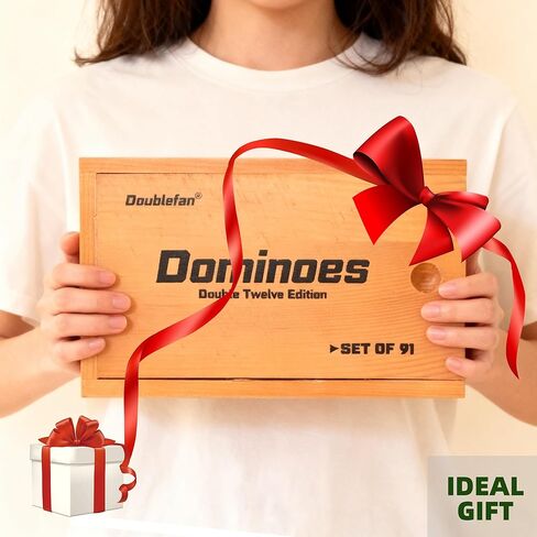 مجموعة الدومينو للبالغين، مجموعة الدومينو مزدوجة اثني عشر، مزدوج 12 بلاط دومينو احترافي مع دوار في صندوق خشبي، مجموعة الدومينو 91 بلاطة مع علبة خشبية طبيعية in Kuwait