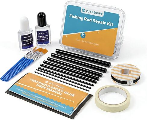 Fishing Rod Repair Kit Complete,All-in-one Supplies with Glue for Freshwater & Saltwater Broken Fishing Pole Repair with Carbon Fiber Sticks,Rod Building Epoxy Finish in Kuwait