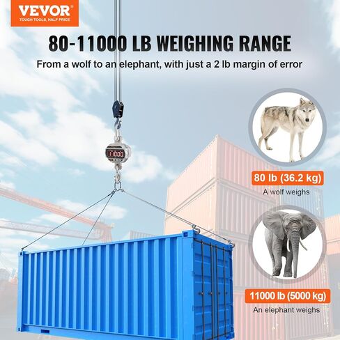 مقياس الرافعة الرقمي VEVOR، 660 رطل/300 كجم، مقياس معلق صناعي عالي التحمل مع علبة من الألومنيوم المصبوب وشاشة LCD، رافعة صغيرة محمولة مع خطافات للمزرعة والصيد وصيد الأسماك في الهواء الطلق والجراج (برتقالي) in Kuwait