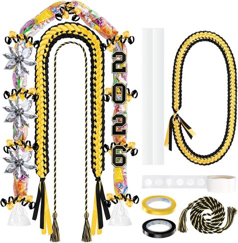 Spakon 13 PCS التخرج Leis 2025 Candy Candy Lei Kit Class of 2025 Ribbon Double Lei Necklace Party Accessories in Kuwait