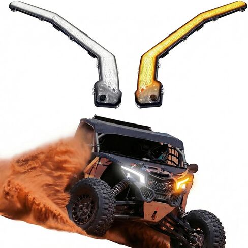 Tavaray RGB X3 Fang Lights, APP & Remote Control Multicolor LED with Music Sync, Street Legal Front Signature Accents Light Compatible with Can Am Maverick X3 XDS XRS Max Turbo 2017-2023 in Kuwait