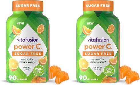 VITAFUSION Sugar Free Power C Vitamin C Gummies, Daily Adult Vitamins for Immune System Support (1), Orange Flavor, 90 Count in Saudi Arabia