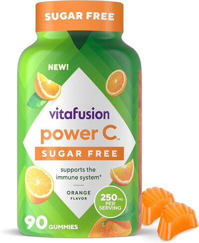 Vitafusion Free Power C Power C فيتامين C ، الفيتامينات اليومية للبالغين لدعم الجهاز المناعي (1) ، نكهة برتقالية ، 90 عدد in Kuwait