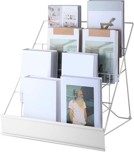 Sintuff Comic Book Display Rack 4-tiered Book Display Stand 18" Wire Rack Tabletop Signing CD Magazine Stand Metal Black Countertop Decor for Retail Library Classroom Picture Literature Brochure in Saudi Arabia