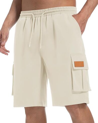 Mens Cargo Shorts Lightweight Stretch Hiking Shorts Casual Shorts Elastic Waistband 5 Pockets Work Shorts in Kuwait