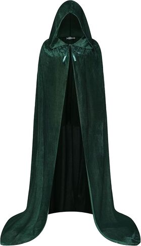 Velvet Cloak with Hood,Velvet Cape for Men Women,Adult Halloween Witch Vampire Wizard Cosplay Cloak in Kuwait