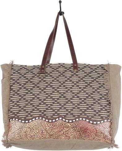 Myra Bag Brown Cowhide Purse - Salt n Pepper Cowhide Purses for Women with Floral Concho, Leather Accents, Zigzag Stitch & Arrow Stitch Design, Grunge Brown Leather Accents, Western Purses for Women in Kuwait