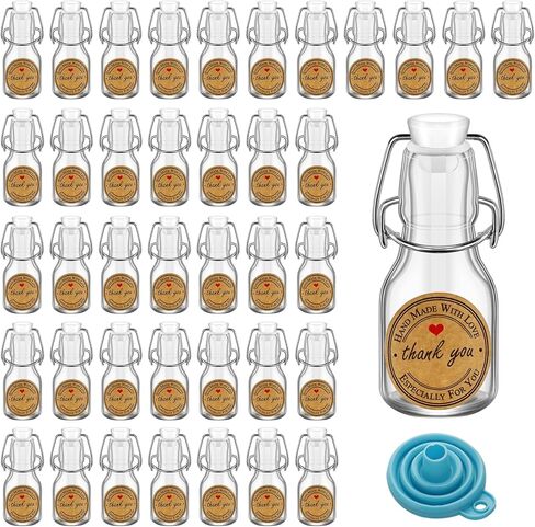 White 2 oz Mini Swing Top Glass Bottles, 60ML Mini Storage Bottles, with Lids Kraft Decoration,Small Glass Bottles,for Wedding Themed Party Favors (20) in Kuwait