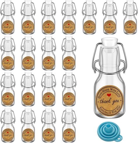 White 2 oz Mini Swing Top Glass Bottles, 60ML Mini Storage Bottles, with Lids Kraft Decoration,Small Glass Bottles,for Wedding Themed Party Favors (20) in Kuwait