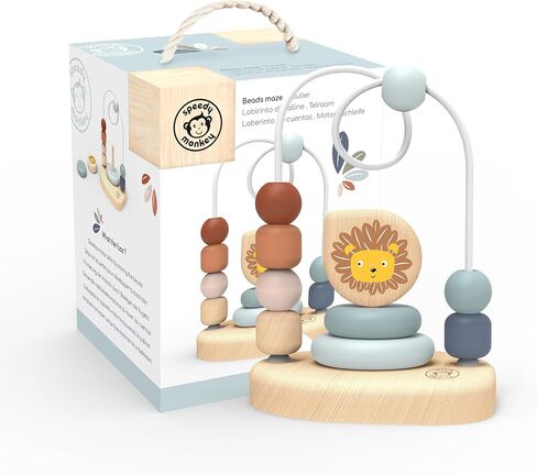 Lion Bead Maze – Fun and Colorful Wire Frame Toy with 7 Soft Beads, Promotes Dexterity, Hand-Eye Coordination, and Color Recognition, Safe Non-Toxic Paint, Perfect for Kids 1-3 Years. in Kuwait