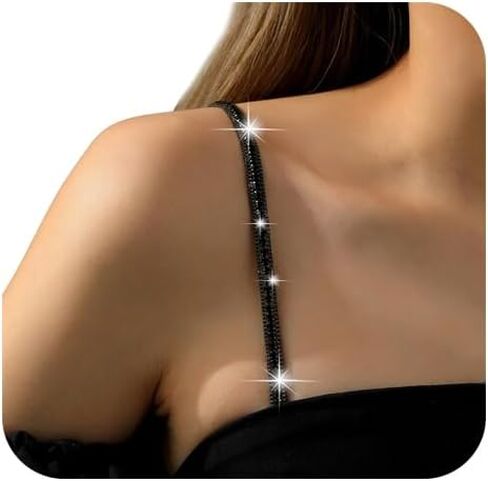 1Pair Simple Rhinestone Bra Straps Jewelry,Detachable Rhinestones Bra Shoulder Chain,Crystal Lingerie Straps,Wedding Bridal Dress Underwear Chain for Women in Saudi Arabia