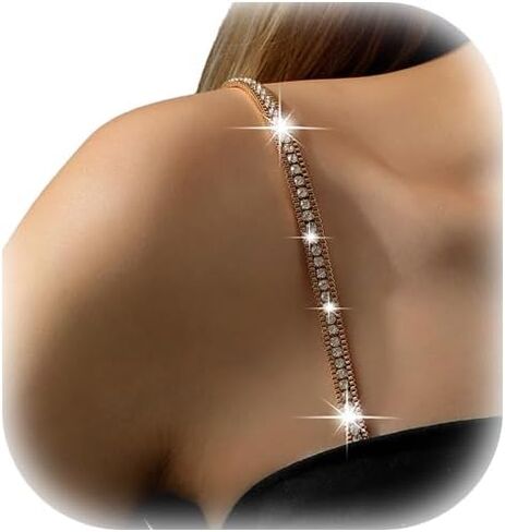 1Pair Simple Rhinestone Bra Straps Jewelry,Detachable Rhinestones Bra Shoulder Chain,Crystal Lingerie Straps,Wedding Bridal Dress Underwear Chain for Women in Kuwait