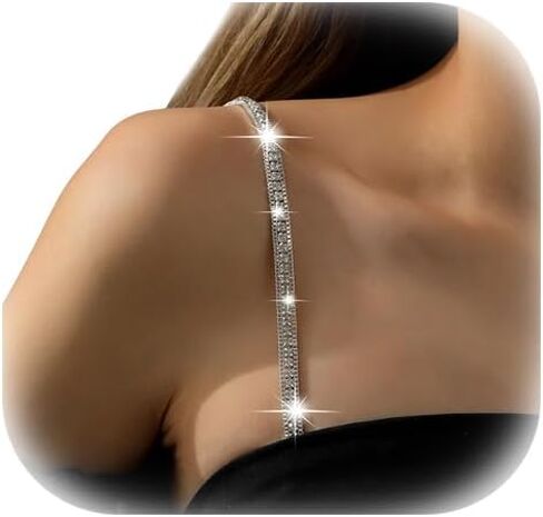 1Pair Simple Rhinestone Bra Straps Jewelry,Detachable Rhinestones Bra Shoulder Chain,Crystal Lingerie Straps,Wedding Bridal Dress Underwear Chain for Women in Saudi Arabia