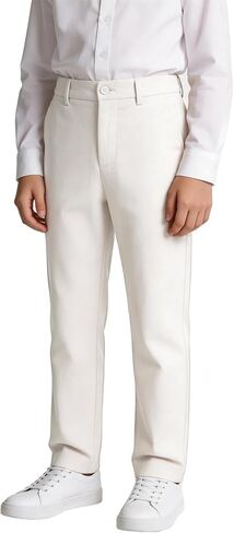 Boys' Linen Pants Lightweight Flat Front Dress Pants Kids School Uniform in Kuwait