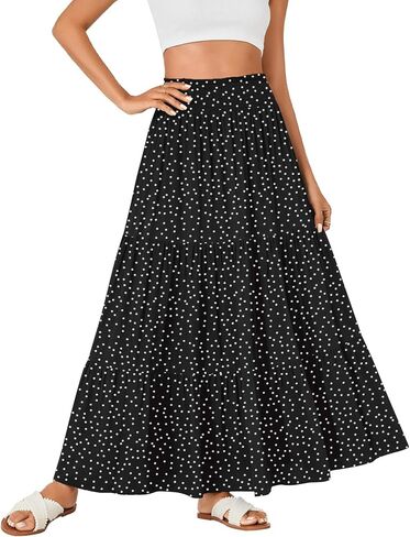KIFOVEN Women’s Maxi Skirt Summer Elastic High Waist A-Line Long Skirt Flowy Tiered Ruffle Casual Boho Midi Skirt in Saudi Arabia