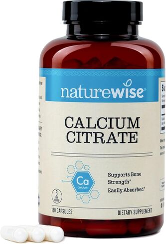 NatureWise Calcium Citrate 500mg Capsules - Supplement for Bone Health - Easy to Digest & Absorb - Vegan, Non-GMO, Gluten-Free - 90 Count[30-Day Supply] in Saudi Arabia