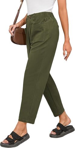 Dokotoo Womens Summer Pants Casual Capri Baggy Ankle Length High Waisted Harem Palazzo Pant Trouser Slacks with Pockets in Kuwait