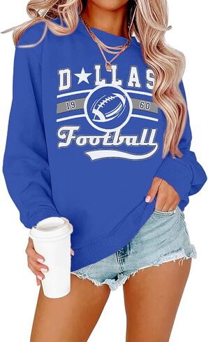 JINTING Football Game Day Sweatshirt Women: Football Season Pullover Football Team Falll Shirts Graphic Long Sleeve Tops in Saudi Arabia
