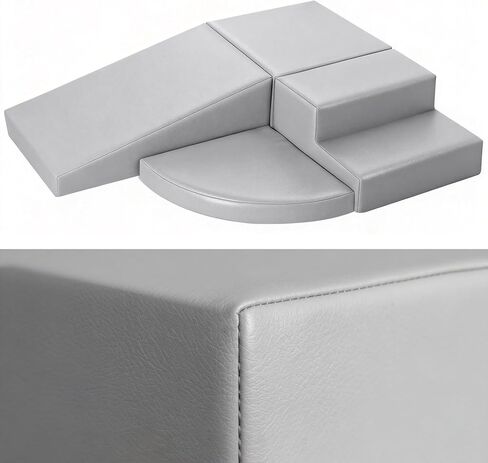 4-Piece Gray PU Leather Baby Foam Climbing Blocks for Toddlers - Soft Play Climbing Toys for Toddlers - Foam Climbing Set for Crawling and Sliding Indoor in Kuwait