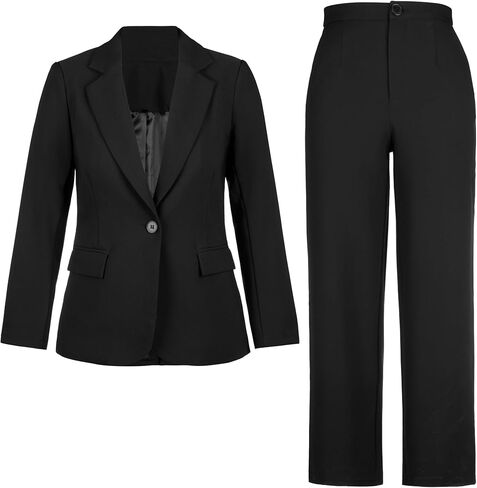 Allegra K Blazer Pant Suits for Women Work Blazer Pants Set Business 2 Piece Outfits in Kuwait