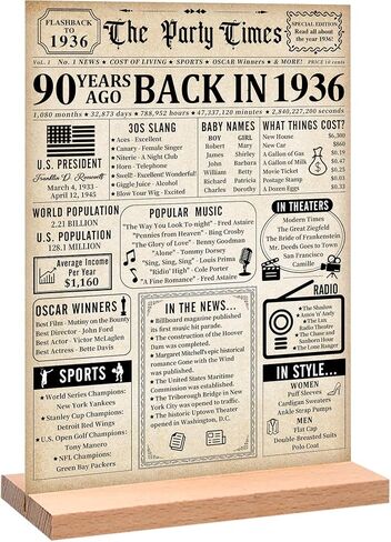Trgowaul 60th Decortations Women Men ، Vintage Back in 1965 عيد ميلاد ملصق Acrylic Table علامة مع موقف ، ديكور الذكرى 60 هدايا للرجال ، خمر 1965 ملصق 60 ديكور عيد ميلاد in Kuwait