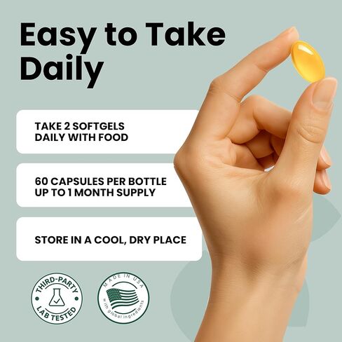 Luma Nutrition Omega 3 Fish Oil Supplement - Extra Strength 2500mg - 2000mg EPA & DHA - Brain and Heart Health - 60 Softgels in Kuwait