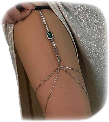 Rhinestsone Heart Leg Thigh Chain Jewelry Summer Beach Bikini Butterfly Leg Chain Adjustable Elastic Crystal Thigh Body Chain Jewelry for Women in Kuwait