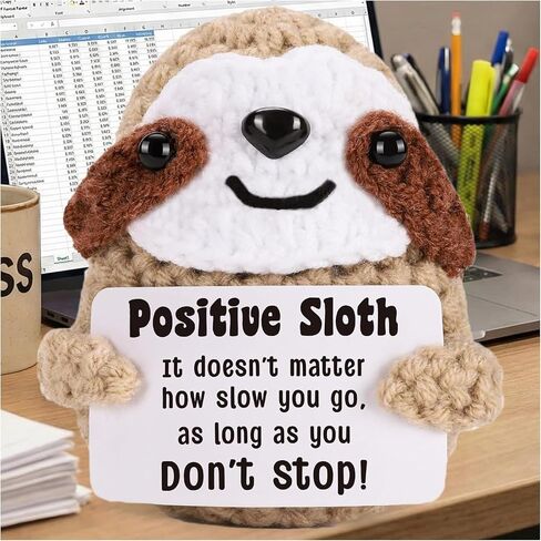 Emotional Support Crochet Sloth- Funny Mental Health Gifts with Positive Card, Sloth Gifts for Women Positive Crochet Animals Inspirational Gifts for Friends Birthday and Family Room Decor in Kuwait