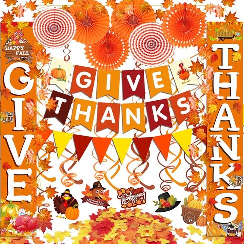 Famoby Happy Friendsgiving كبيرة جدًا من القماش لافتة خلفية مع نمط ورقة القيقب اليقطين تركيا لعيد الشكر، أصدقاء الخريف يجمعون ديكورات الخلفية الرايات in Kuwait