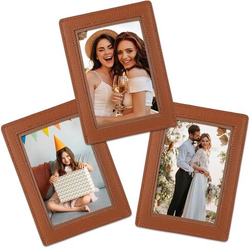3 PCS Leather Magnetic Picture Frames for Refrigerator 4x6, Photo Frame Holder Magnets, Magnetic Picture Holder for Fridge Locker Cabinet Decor Accessories at Home Kitchen School in Saudi Arabia