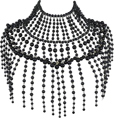 Pearl Shawl Layered Jewelry Shoulder Body Chain Harness Pearl Beaded Necklace Collar in Kuwait