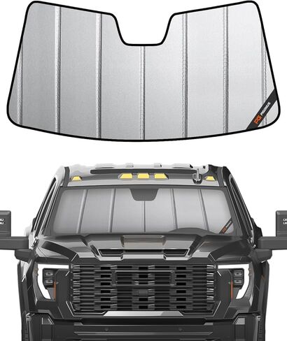 Windshield Sun Shade for Chevrolet Silverado/GMC Sierra 1500(2019-2025),Silverado/Sierra 2500 HD,3500 HD(2020-2025),Deluxe Front Windshield Sunshade,6 Layers Sun Shield,Accordion Fold in Kuwait