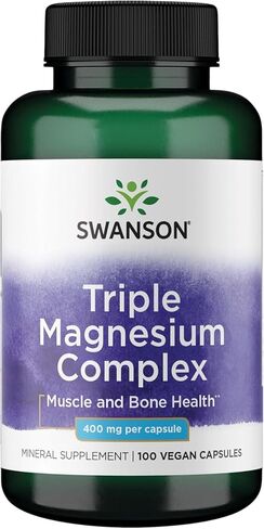 Swanson Triple Magnesium Complex - Mineral Supplement - Natural Support - Featuring Citrate, Oxide & Aspartate - (100 Capsules, 400mg Each) in Kuwait