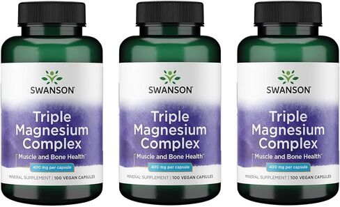Swanson Triple Magnesium Complex - Mineral Supplement - Natural Support - Featuring Citrate, Oxide & Aspartate - (100 Capsules, 400mg Each) in Saudi Arabia