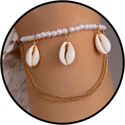 Shell Pearl Arm Cuff for Women Summer Cowrie Shell Starfish Charm Arm Cuff Upper Arm Trendy Pearl Beaded Armlet Armband Beach Jewelry Accessories for Her in Saudi Arabia