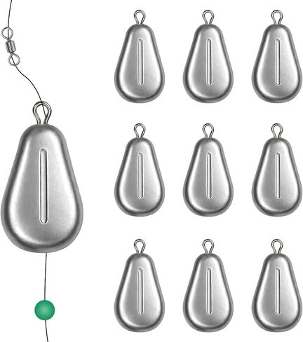 10 قطع من أوزان الصيد غير القابلة لللف لصيد الأسماك، أوزان متنوعة لصيد السمك، 10 جرام 30 جرام 50 جرام، صب باس الزيتون على شكل قلب لمنصة سمك السلور، صيد الأمواج in Kuwait