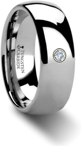 Roy Rose Jewelry Mens Tungsten Carbide Diamond Wedding Ring - Domed Comfort Fit - 4mm 6mm 8mm Wide - Style Name: Berkshire in Kuwait