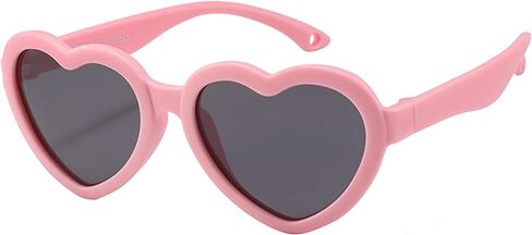 Kursan Kids Heart Shaped Polarized Sunglasses for Girls Boys, Flexible TPEE Rubber Frame Suitable for Children Age 3-8 in Saudi Arabia