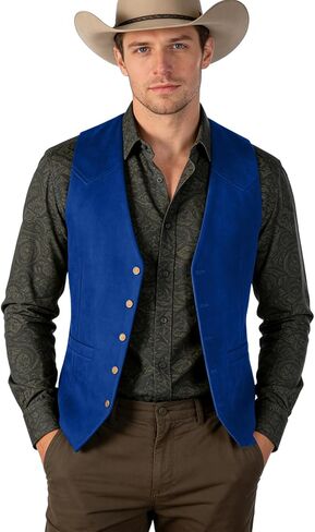 Bakerbear Retro Men's Cowboy Vest Western Suede Leather Grity Suit Suits Weistcoat for Wedding in Kuwait
